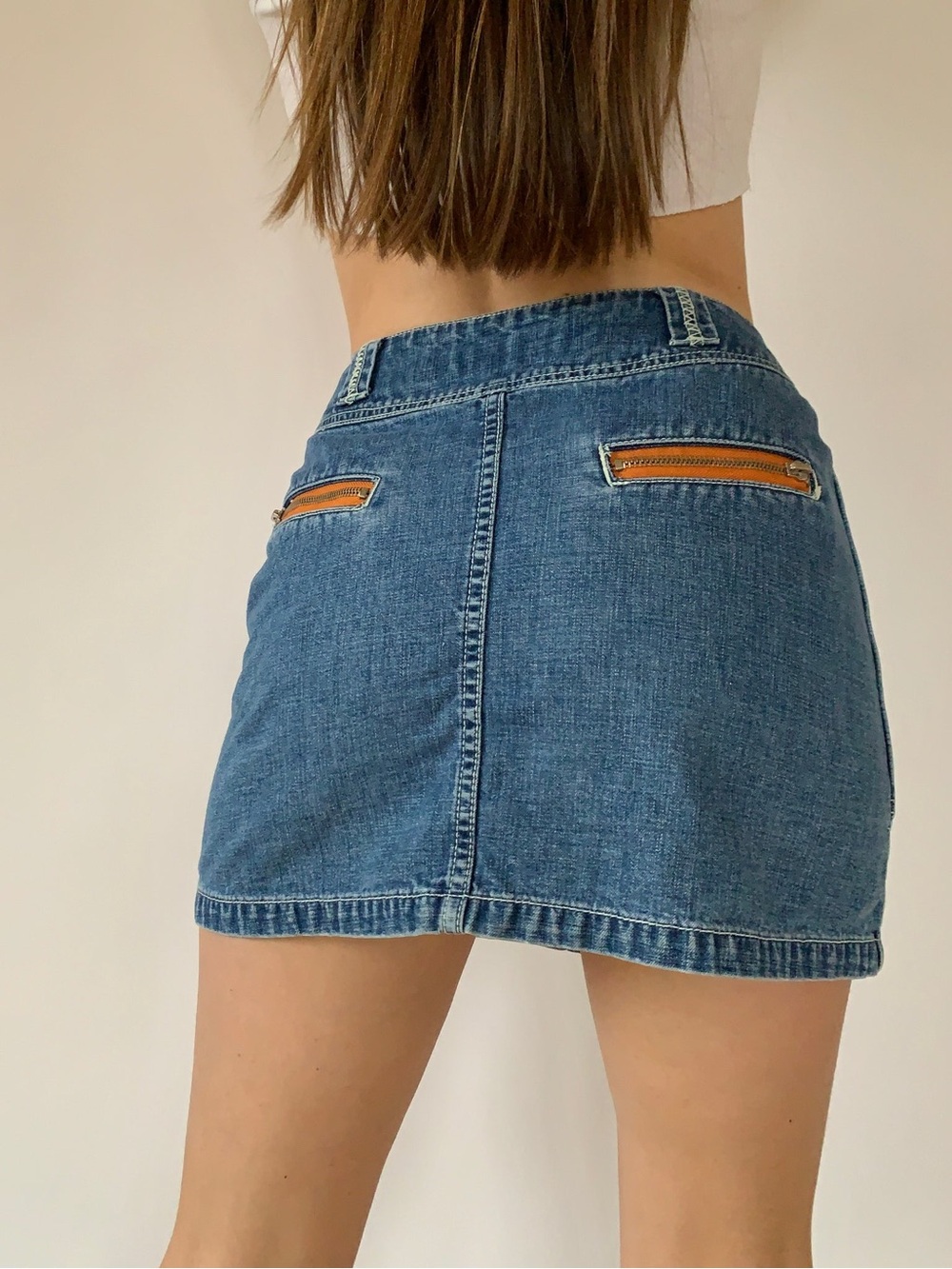Vintage Express Bleus Button Fly Zip Pocket Denim Skirt Size 9/10 - Picture 2 of 13